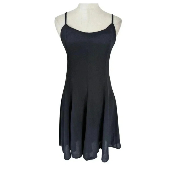 MINKPINK Black Fit & Flare Dress Size M Corset Tie Back Skater Cocktail Dress - Picture 2 of 8